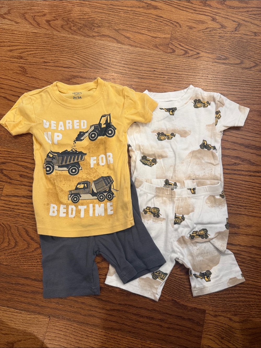 Carter's Yellow Construction Truck Pajama Set with Gray Shorts